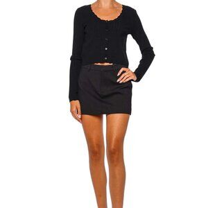 LoveShackFancy | Martti Stretch Pointelle Cardigan Black  NWT S